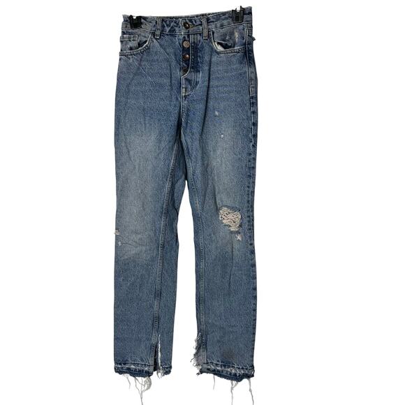 Zara 00 Women's Straight Leg Distressed Jeans - Picture 1 of 4